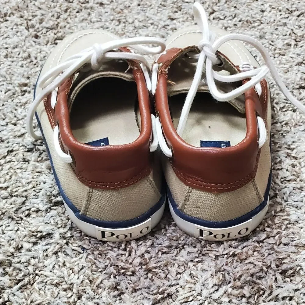 Polo Ralph Lauren Brown & Tan Canvas & Leather Boat Shoes
